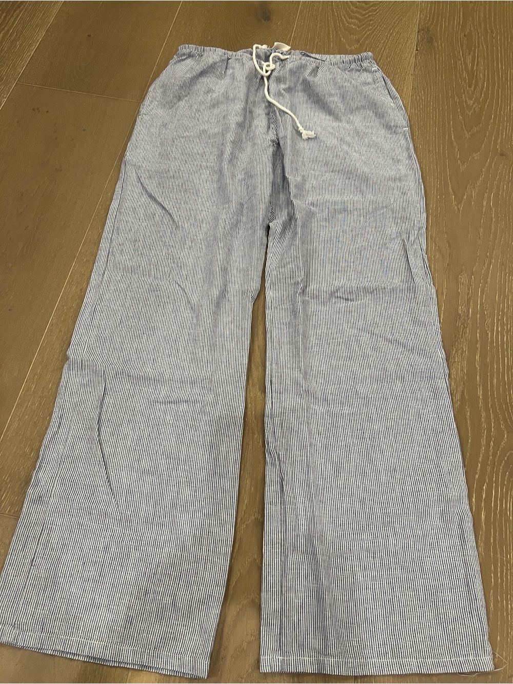 Brandy Melville Navy and White Pinstripe Drawstring Pants